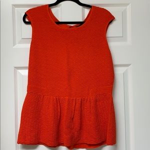 Worthington orange sleeveless peplum keyhole back